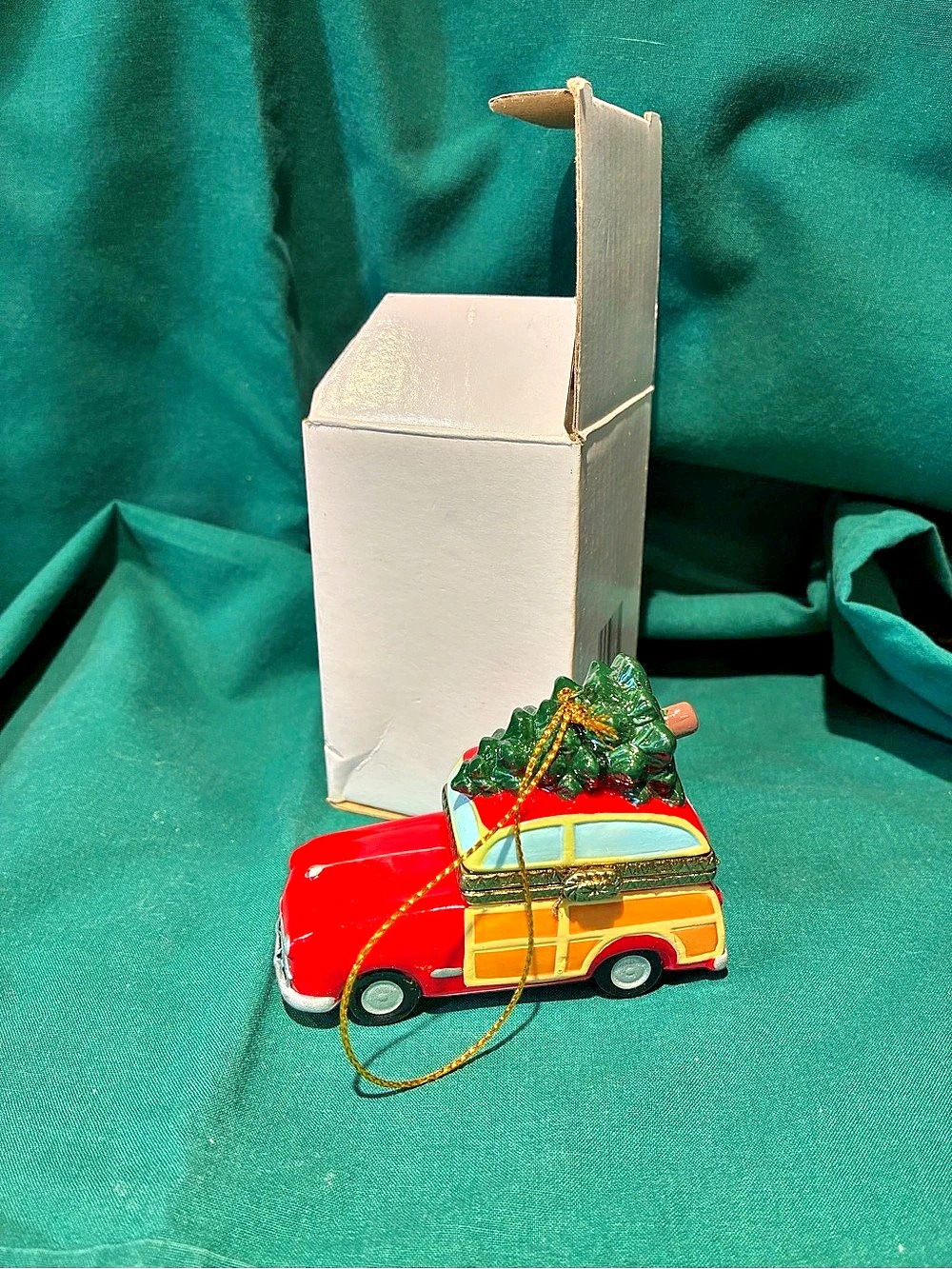 Red & Green Car Christmas Ornament & Trinket Box